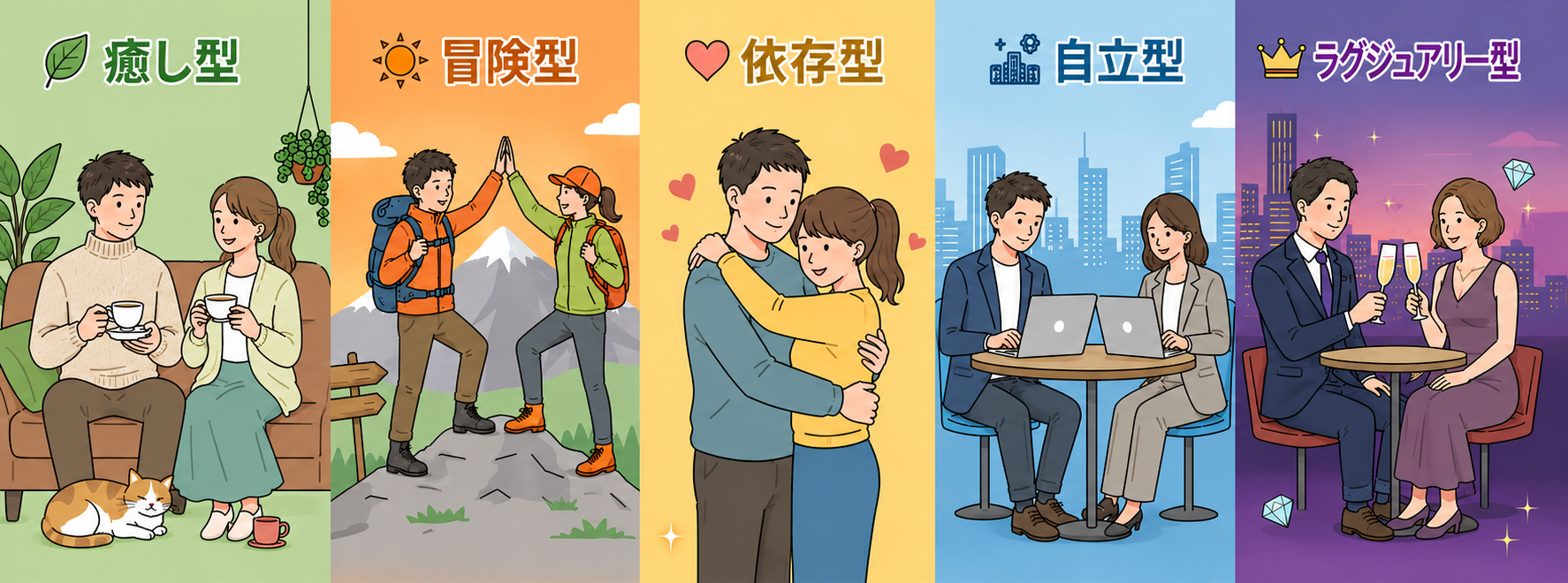 交際タイプ診断 — 5つの交際タイプ